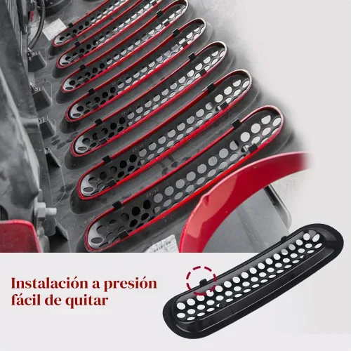 Vista 4 de ASUBHA 7 piezas de insertos de malla para parrilla frontal, color negro mate, cubierta protectora de malla frontal con clip, compatible con Jeep JK