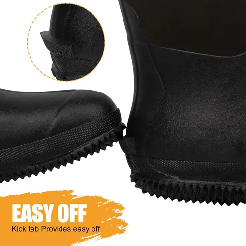 Vista 8 de Botas de goma para hombre con vástago de acero, botas de lluvia aisladas de neopreno de 0.236 pulgadas, botas de trabajo de goma impermeables a