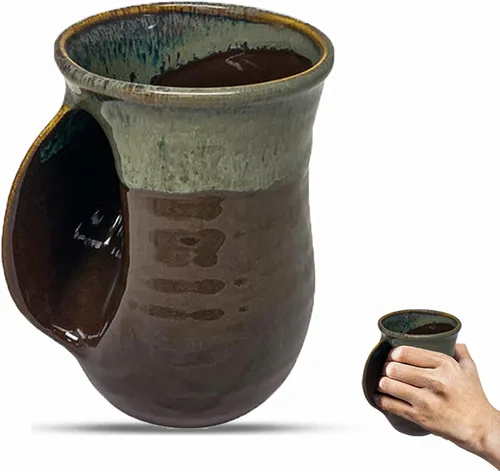 Vista 27 de Clay in Motion - Taza calentadora de manos para diestros, diseño Ocean Tide Marea del Océano