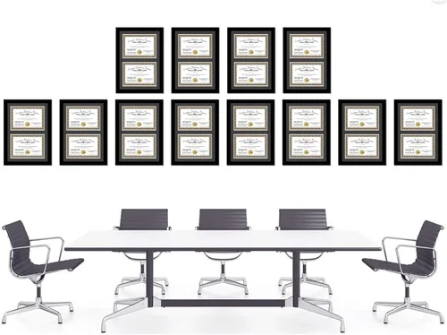 Vista 9 de Creative Picture Frames Marco de diploma doble clásico negro de 6 x 8 pulgadas con vidrio negro y colgador de pared instalado
