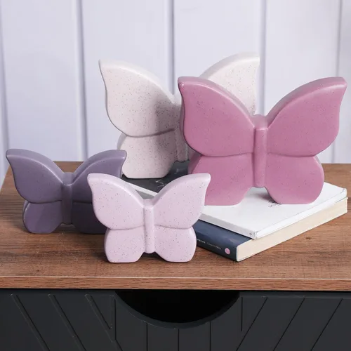 Vista 5 de Estatua de decoración de mariposa, estatua de animal, regalo, escultura de arte moderno para sala de estar, dormitorio, hogar, crema de cerámica