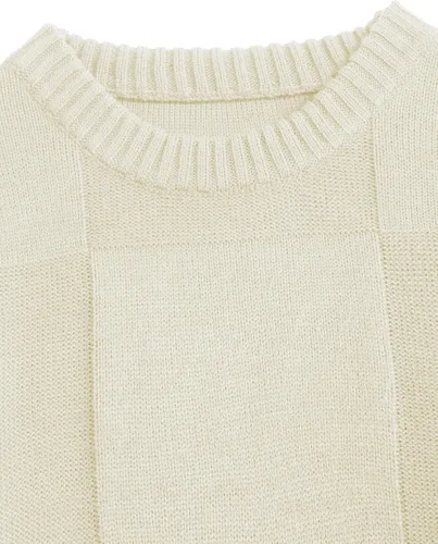 Vista 2 de ZAFUL Women's Pull Over Sweater 2024 Checkerboard Knitted Fall Top Long Sleeve Crew Neck Soild Color Casual Cropped Sweaters