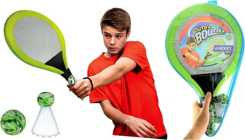 Vista 4 de Juego de bádminton con 2 raquetas, pelota de playa y Birdie - Colores surtidos - Raqueta de tenis ligera Juegos al aire libre Juego de juguetes