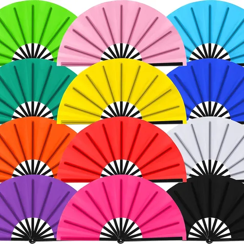 Vista 16 de Blulu 8 piezas de abanicos grandes plegables para baile en línea de 13 pulgadas, abanico en el suelo para baile en línea para mujeres y hombres