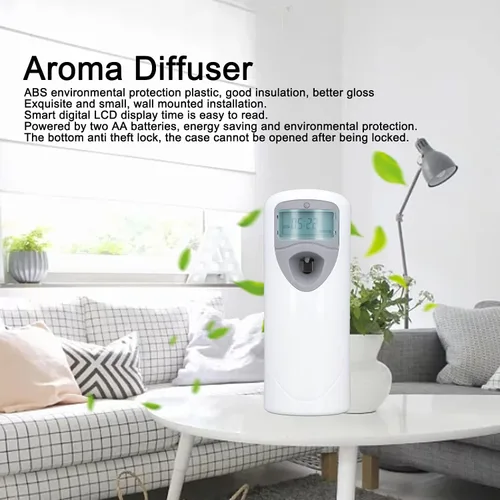 Vista 3 de Dispensador automático de ambientador en aerosol, dispensador de fragancia ABS de montaje en pared, mini dispensador de perfume en aerosol