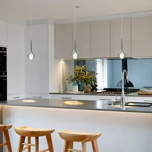 Vista 2 de Sedelan Lámpara colgante de cristal, iluminación moderna para isla de cocina, LED de 5 W, mini luz colgante, luces de isla de lujo para cocina