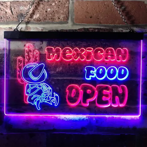 Vista 2 de ADVPRO Letrero de neón LED de doble color, barra de cactus de comida mexicana, azul y rojo, 12 x 8.5 pulgadas st6s32-i0101-br