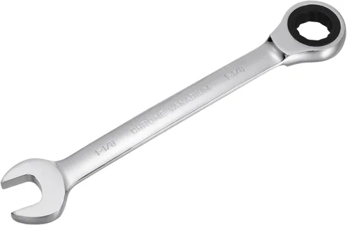 Vista 6 de uxcell Llave combinada de carraca de 1 pulgada SAE de 72 dientes y 12 puntos, llave de caja abierta de trinquete, herramientas Cr-V Ratchet Box