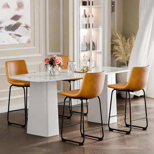 Vista 47 de YaFiti - Juego de 2 sillas de comedor de 18 pulgadas, sillas modernas tapizadas para comedor con cojines de piel sintética y patas de metal, silla