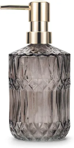 Vista 8 de IVAILEX Dispensador de jabón de vidrio de 12 oz/13.2 fl oz para baño y cocina, dispensador de jabón de manos/loción con bomba de plástico ABS, gris