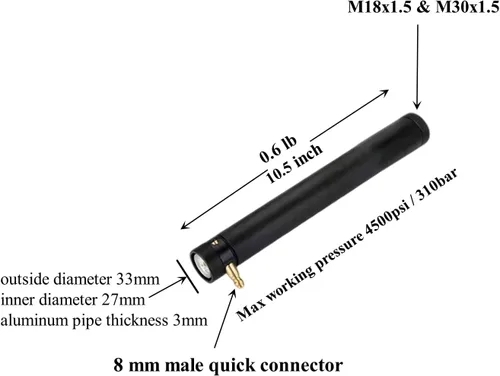 Vista 2 de Pcp - Cilindro de aire para pistola de aire, compatible con Hatsan Long BullBoss Tubo de aire de llenado negro de alta presión para pistola de aire