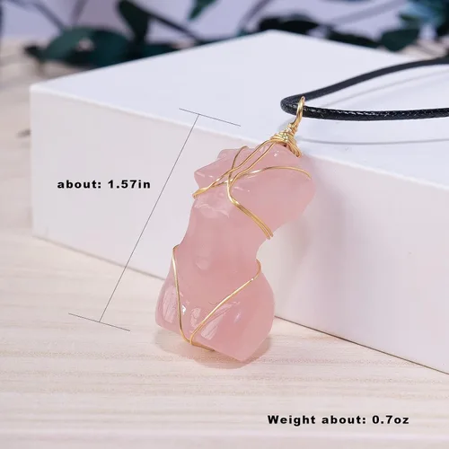 Vista 2 de Apengshi Modelo de tallado de cristal de cuarzo rosa natural, piedra espiritual, curación, purificación, carga, arte corporal, arte femenino, obra