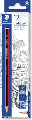 Vista 10 de STAEDTLER 110-3B Tradition - Lápiz de grafito para dibujo y bocetos, 3B (caja de 12), color negro