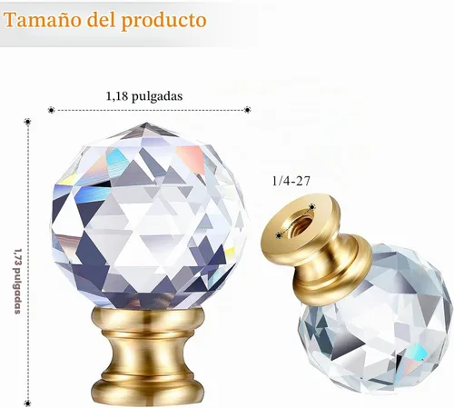 Vista 3 de Mudder 2 pomos de diamante con acabado de lámpara de cristal de 1-3/4