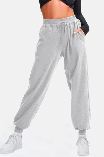 Vista 3 de AUTOMET Pantalones deportivos con forro polar para mujer, holgados, casuales, de cintura alta, pantalones deportivos con bolsillos
