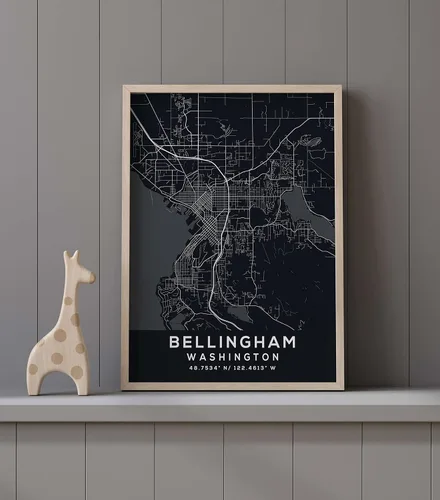 Vista 9 de Map of Bellingham, Washington, Evening (8x10)