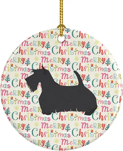 Vista 95 de Caroline's Treasures Affenpinscher - Adorno de cerámica con texto en inglés "Merry Christmas", multicolor para colgar en el árbol de Navidad