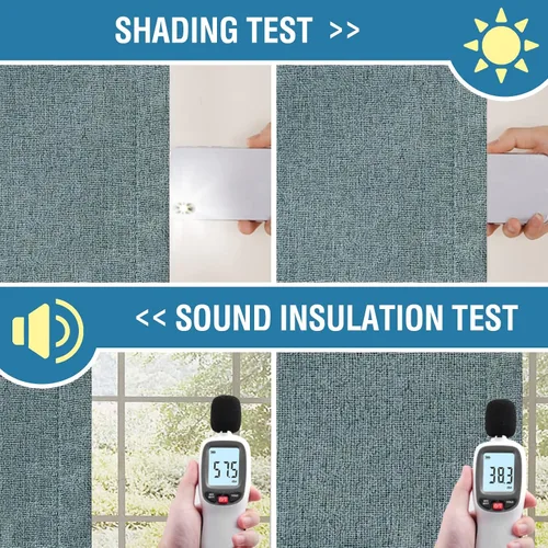 Vista 6 de H.VERSAILTEX Cortinas 100% opacas con aspecto de lino para dormitorio, cortinas de bloqueo de luz con doble cara de lino con pestaña trasera