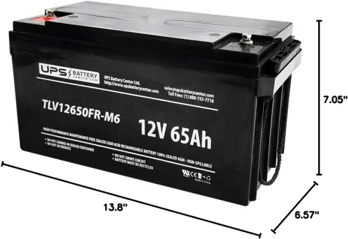 Vista 2 de UPSBatteryCenter® 12V 65Ah Batería de repuesto compatible para Exide EP65-12