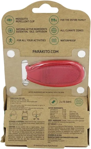 Vista 2 de Para'Kito - Clip recargable repelente de mosquitos + 2 pellets (rojo)