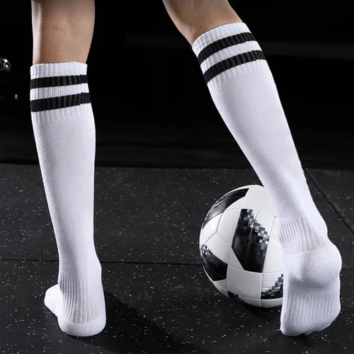 Vista 3 de 10 pares de calcetines de fútbol elásticos hasta la rodilla, calcetines coloridos de fútbol atlético para hombres, mujeres y adolescentes