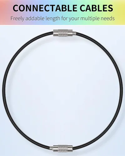 Vista 7 de Uniclife 4 Inch Wire Keychain Cable Large Stainless Steel Key Ring Loop Holder for Luggage Tag Keeper for Travel