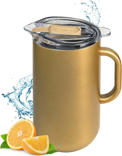 Vista 18 de Jarra Premium Aislada de Served (0.87 cuartos de galón/66oz) - Jarra de Acero Inoxidable con Pared Doble, Forrada en Cobre con Tapa - Jarra Térmica