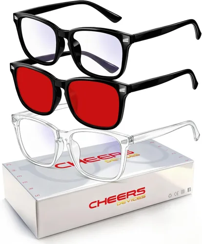 Vista 13 de Gafas de luz azul para niños, paquete de 3 unidades, marco flexible TR90 inastillable, lentes transparentes y rojas, gafas falsas para niños de 2 a