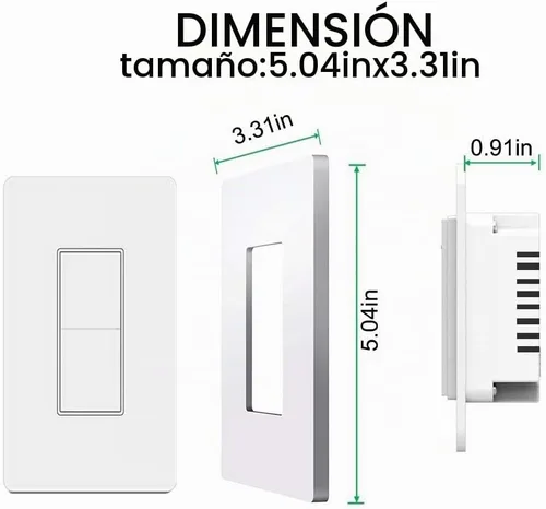 Vista 2 de Interruptor de luz inteligente, botón de doble interruptor inteligente WiFi, compatible con Alexa y Google Home, control remoto con función