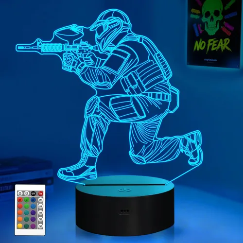 Vista 12 de OkiyiD - Luz nocturna de ilusión 3D con 16 colores cambiantes con control remoto (Estilo 7)