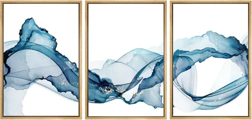 Vista 95 de SIGNWIN Lienzo enmarcado para pared, juego de arte tranquilo con reflejo de lago, acuarela, montaña y agua, ilustraciones modernas, arte abstracto