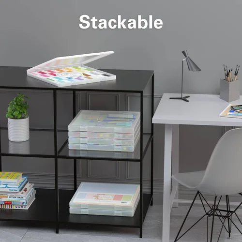 Vista 7 de Denkee Almacenamiento de papel de 12 x 12, paquete de 4 organizadores de papel para álbumes de recortes, caja organizadora de manualidades