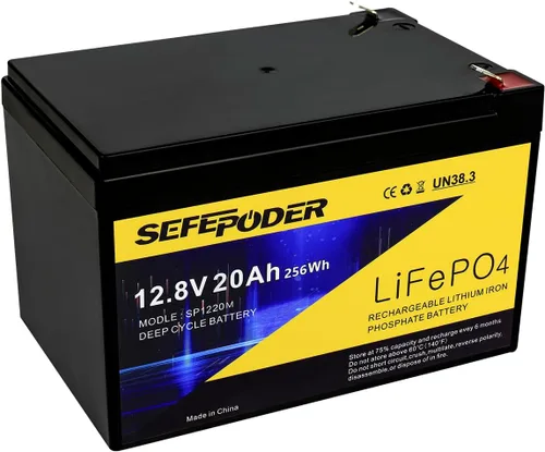 Vista 8 de SEFEPODER Batería de ciclo profundo LiFePO4 de litio de 12V 20Ah 2