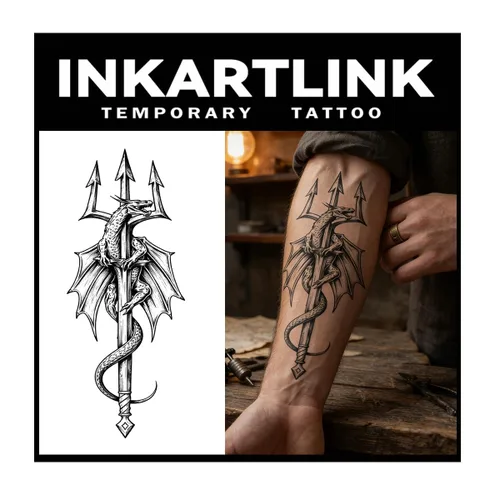Vista 6 de INKARTLINK Tattoo Tech, 2 hojas de tatuaje semipermanente mediano, tatuajes temporales de diseño artístico para adultos, dura 1-2 semanas