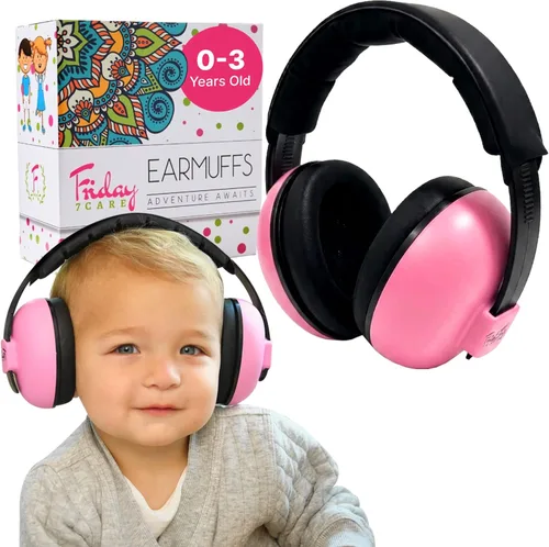Vista 4 de Friday 7Care Auriculares para bebé, protección de oídos para bebé, auriculares con cancelación de ruido con diadema ajustable para edades de 0 a 24