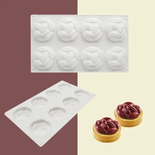 Vista 9 de Molde de silicona para hornear pasteles, moldes de jabón, moldes de silicona con forma de flor para postres franceses caseros para pastelería