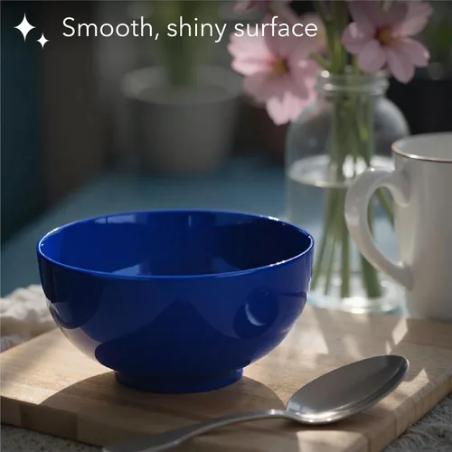 Vista 6 de Brew To A Tea BTAT - Juego de 12 cuencos de sopa, 16 onzas, color azul marino, platos de porcelana para sopa, arroz, ensalada, fideos, microondas
