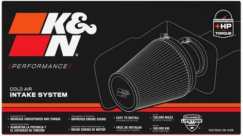 Vista 4 de K&N Kit de admisión de aire frío: aumenta la aceleración y el crecimiento del motor, garantizado para aumentar los caballos de fuerza hasta 12 HP
