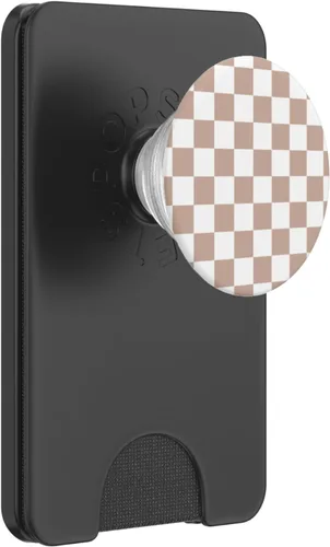 Vista 8 de Tablero de ajedrez marrón y blanco - Patrón a cuadros PopSockets estándar PopGrip