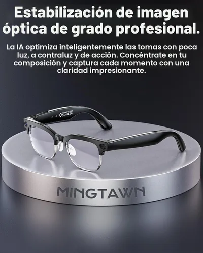 Vista 3 de Mingtawn Lentes inteligentes AI 4K HD, llamada BT, gafas de cámara antivibración de 800 W con grabación de video doble micrófono, interpretación