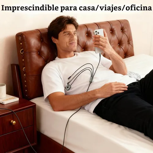 Vista 4 de Cable de carga múltiple 4 en 2 de 100 W para Samsung Galaxy Watch 8/7/6/5, cargador magnético para Samsung Watch y teléfono, USB C/Lightning/Micro