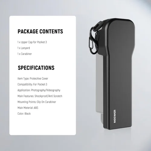Vista 8 de NEEWER Funda protectora Pocket 3 con mosquetón, resistente a prueba de golpes, funda rígida de viaje, compatible con DJI Osmo Pocket 3 Gimbal Screen