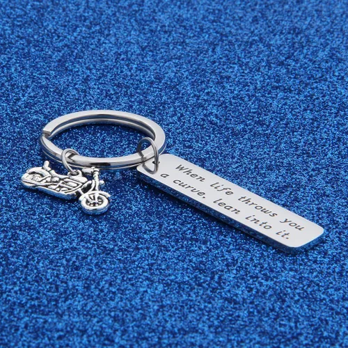 Vista 3 de WUSUANED Llavero inspirador para motocicleta, llavero seguro para motociclista, regalo para papá, marido, novios