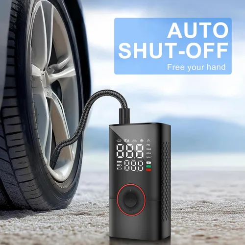 Vista 4 de COOLMAN Inflador de neumáticos, compresor de aire portátil, bomba eléctrica inalámbrica de 150 PSI, inflador de neumáticos portátil con medidor
