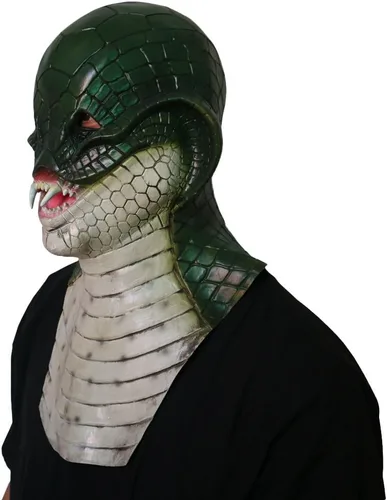 Vista 3 de Máscara de látex de cobra aterradora Anaimal Snake Full Headgear Máscara de Halloween Blanca, Blanco