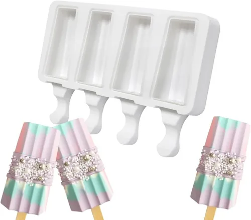 Vista 17 de Molde de silicona para paletas – Máquina de helados suave y lisa (2 piezas, blanco)