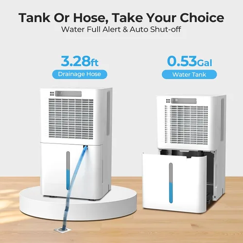 Vista 5 de Electactic Deshumidificador de 25 pintas para dormitorio, baño, sótano, silencioso de 38 dB, control de humedad preciso, 3 modos, manguera