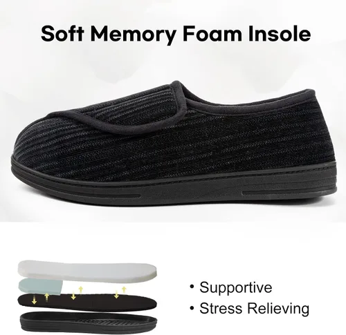 Vista 3 de LongBay Men's Memory Foam Diabetic Slippers Comfy Warm Plush Fleece Arthritis Edema Swollen House Shoes