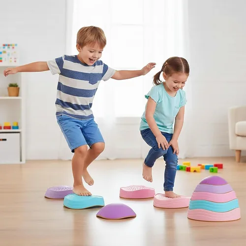 Vista 10 de Special Supplies Stepping Stones for Kids, 5 Balance Indoor and Outdoor Blocks Promote Coordination, Balance, Strength, Child Safe Rubber, Non-Slip