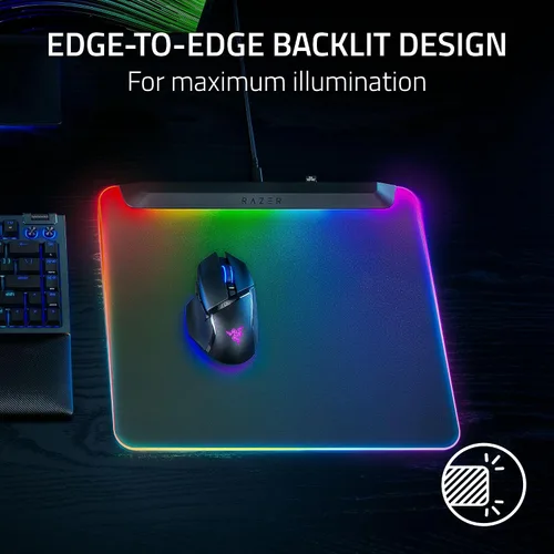 Vista 2 de Razer Firefly V2 Pro Fully Illuminated RGB Gaming Mouse Mat: Backlit Design - 15 Zone Chroma Lighting - USB 2.0 Port - Detachable USB Type C Cable